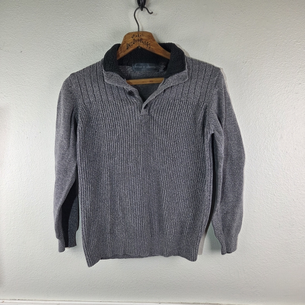 Oscar De La Renta Women's Grey Label Ribber Gray Pull Over Sweater Size Small